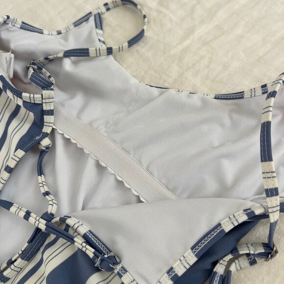BEACH BABE AUSTRALIA Striped White & Blue One Piece Swimsuit Size 8 - Picture 4 of 8